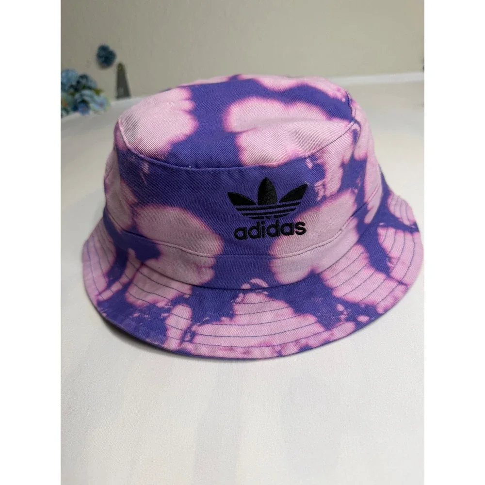 Adidas Originals Purple Tie Dye Bucket Hat Trefoil Logo OSFA Cotton Streetwear
